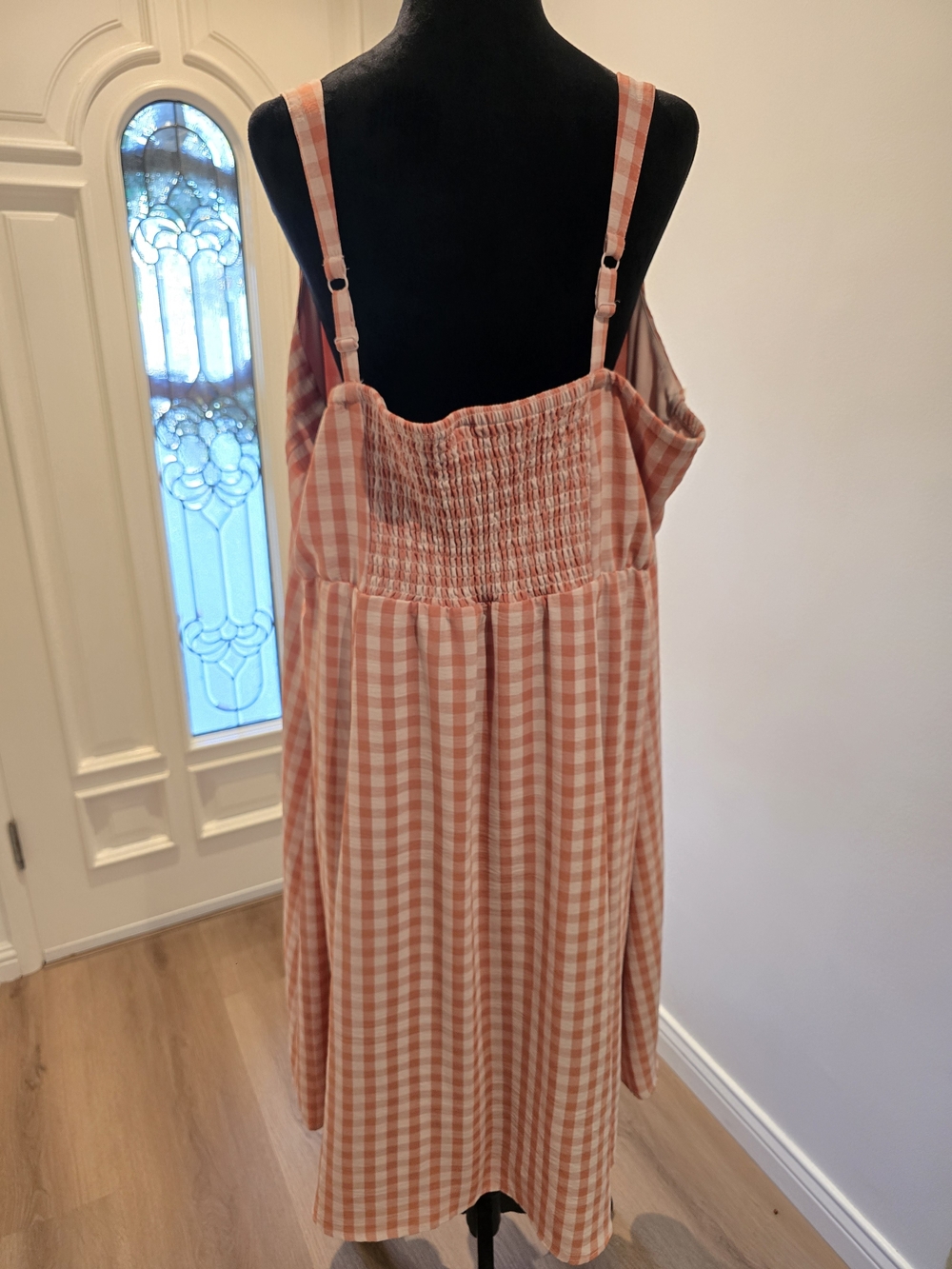 Torrid Orange/Coral Gingham Midi Dress - Picture 5 of 7
